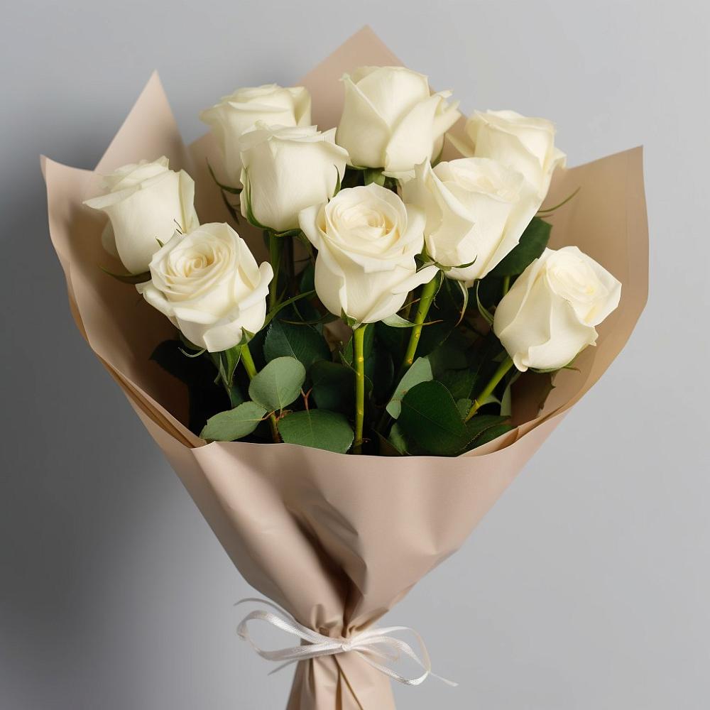 Букет 9 Белых роз Эдлесс Лав в Петропавловской Краснодарского края