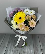 Букет цветов из:  Розы, Герберы и Хризантемы в Петропавловской Краснодарского края