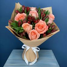 Букет цветов из:  Розы и Альстромерии в Петропавловской Краснодарского края