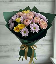 Букет цветов из:  Хризантемы и Розы в Петропавловской Краснодарского края
