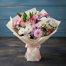 Букет цветов из:  Хризантемы, Альстромерии и Розы #REPLACE_PRED# Петропавловской Краснодарского края