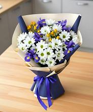 Букет цветов из:  Розы, Ирисы и Хризантемы #REPLACE_PRED# Петропавловской Краснодарского края