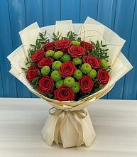 Букет цветов из:  Розы и Хризантемы в Петропавловской Краснодарского края