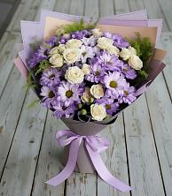 Букет цветов из:  Хризантемы и Розы в Петропавловской Краснодарского края